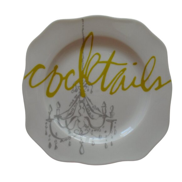 Rosanna Appetizer Canape Square Plates Set of 4 Chandelier Cocktails Design - Picture 4 of 7